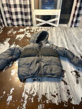 The North Face Toddler Moondoggy 550 Down Hoodie Jacket, Grey/Black, Size 4T